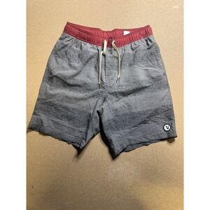 Vuori M Gray Striped Swim Trunks Shorts Elastic Waist‎ Drawstring Casual